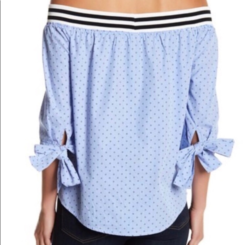 💥HP💥NWT Blank NYC, Blue/whitenoff Shoulder Top - Picture 4 of 8